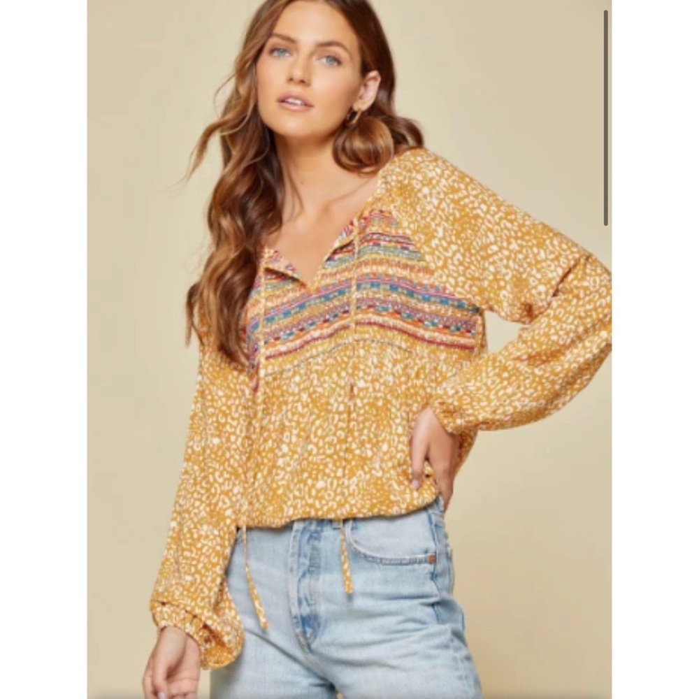 Savanna Jane Leopard Print Embroidered Top‎ L B6
